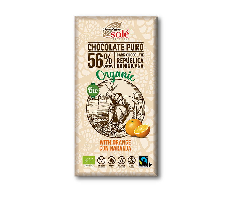 XOCOLATA NEGRA 56% TARONJA SOLÉ 100G