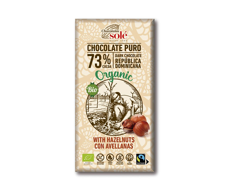 XOCOLATA NEGRA 73% AVELLANES SOLÉ 150G